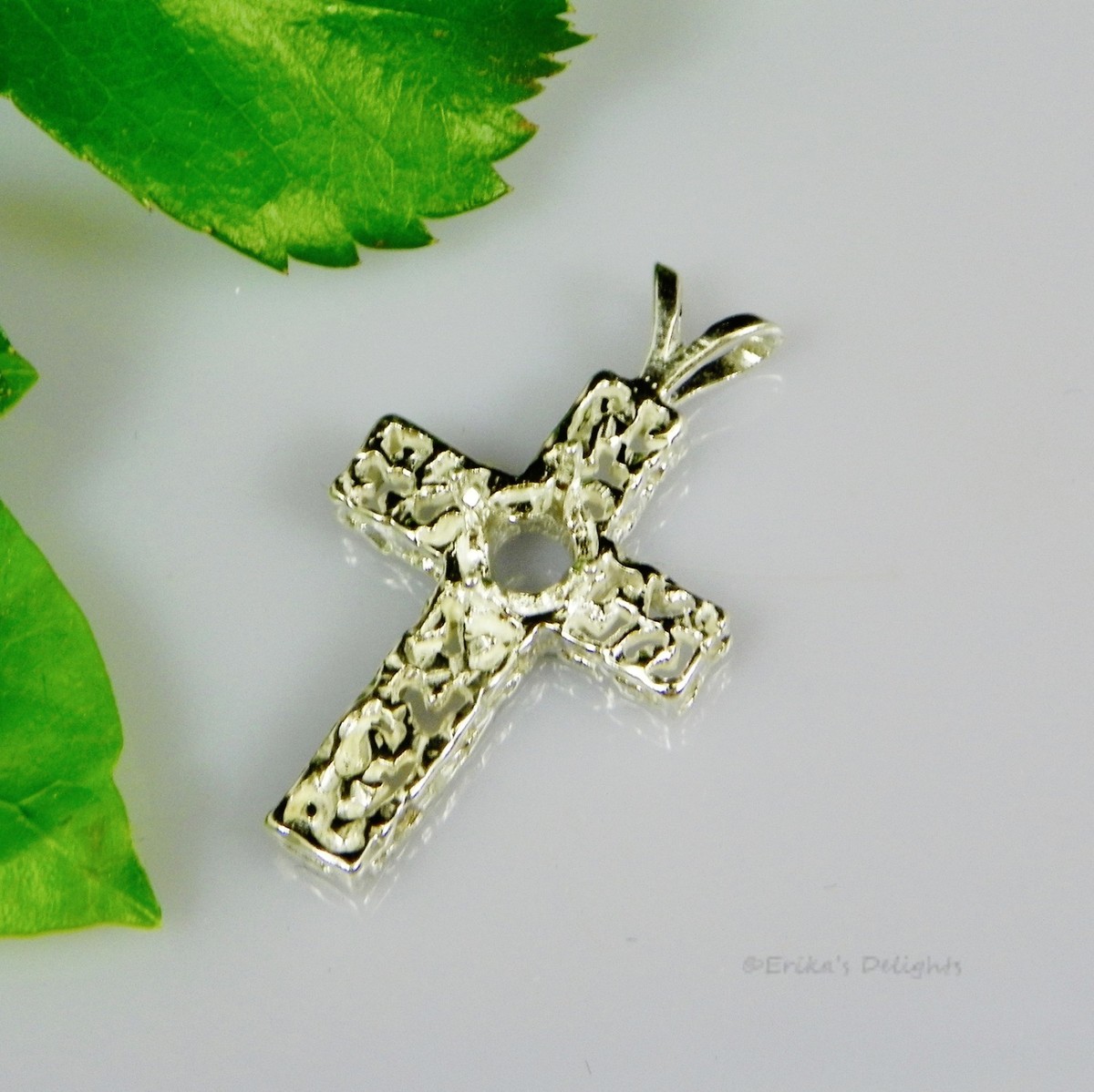 FREEFORM Cross (3mm 6mm) Sterling Silver Pendant Setting (ID#161