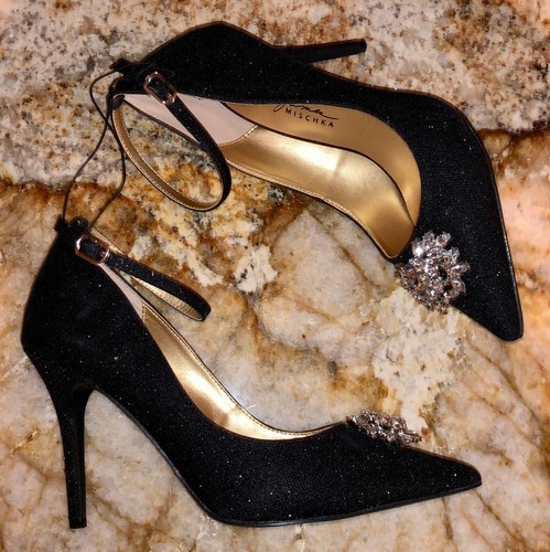 MARK JAMES by BADGLEY MISCHKA Glitter Rhinestone High Heel Pumps NEW Womens 8.5 - Picture 2 of 7
