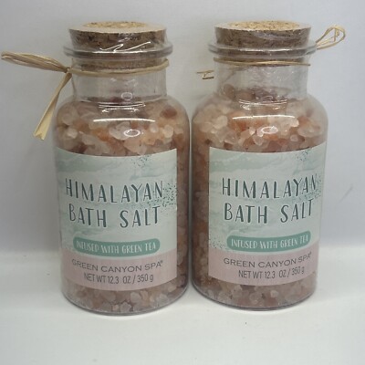Set of 2 Green Canyon Spa Himalayan Bath Salts Infused W Green Tea Cruelty-Free