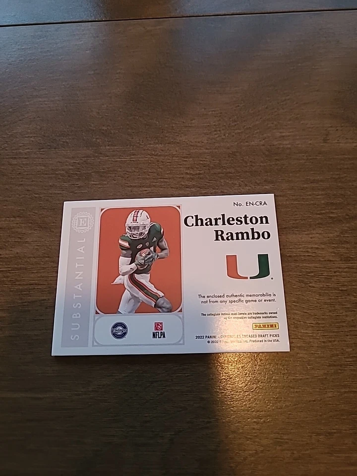 Nice 2022 Panini Chronicles Charleston Rambo Game Used Jersey Card Encased... - Image 2 of 2