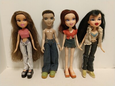MGA Bratz Doll Lot of 4, Jade Phoebe Dylan Yasmin, Y2K 2001 Dressed with Shoes