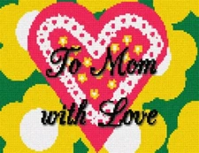 To Mom With Love Needlepoint Canvas (Heart/Valentine)