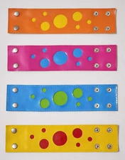 VINTAGE RETRO CIRCLES VINYL CUFF BRACELET WITH SNAP CLOSURE * PICK A COLOR *