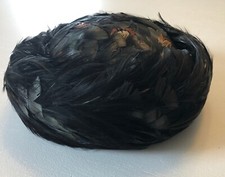 RARE 1960s vintage Black Pheasant Bird Feather Hat Cocktail Party