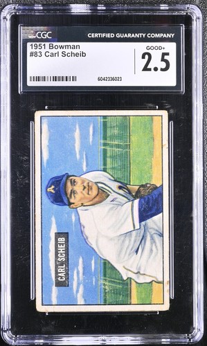 1951 Bowman #83 Carl Scheib Philadelphia Athletics - CGC 2.5 Good+  - Picture 1 of 2