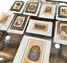 Lot 12 Egyptian Papyrus Paintings Handmade Hand Painted Egypt 6 1/2" x 4 1/4"