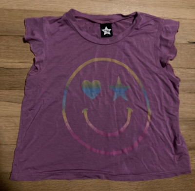 pixie lane girls kids size 6 purple smiley tshirt