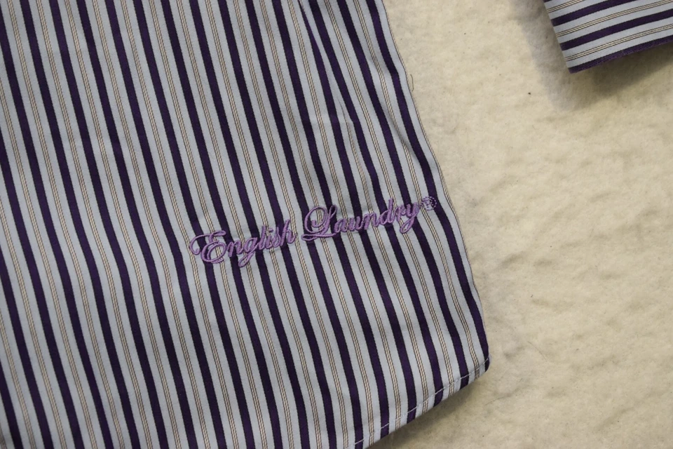 English Laundry Christopher Wicks Floral Puño Abatible Rayas Para Hombre 17.5 34/35 XL Foto 3 de 4