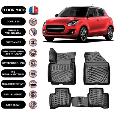 Floor Mats Liner Fits Suzuki Swift (2017-2023) Waterproof 3D Molded 4Pcs