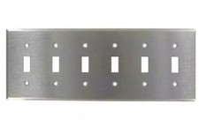Leviton 6-Gang 6-Toggle Device Switch Wallplate in Non-Magnetic Stainless Steel