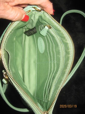 Fossil Crossbody Purse Mint Green Rectangle Small Leather  display picture 3