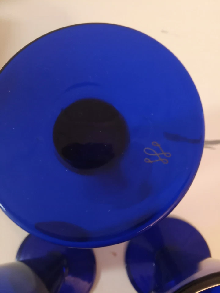 Juego de 3 Artland Colonial Williamsburg pequeño vidrio arbusto 4 oz azul cobalto Foto 4 de 4