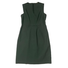 Elie Tahari Vernon Scuba Sheath Dress Sz 10 Green V Neck Sleeveless E901V605