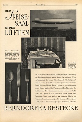 Berndorfer Bestecke im Graf Zeppelin XL Reklame 1928 Speisesaal Luftschiff Krupp