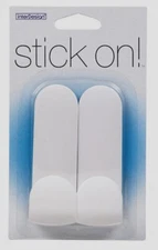 iDesign 4" L White Plastic Medium Stick On! Tall Hook Self Adhesive Towel 2 pk