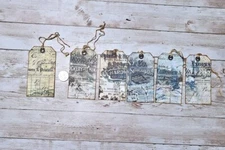 6~Vintage Style~Ephemera~Aged Receipts~Junk Journal~Linen Cardstock~Hang Tags