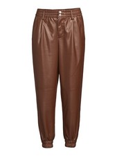 Women s Brown Faux Leather Cargo Jogger Pants Juniors Size 15 High Rise