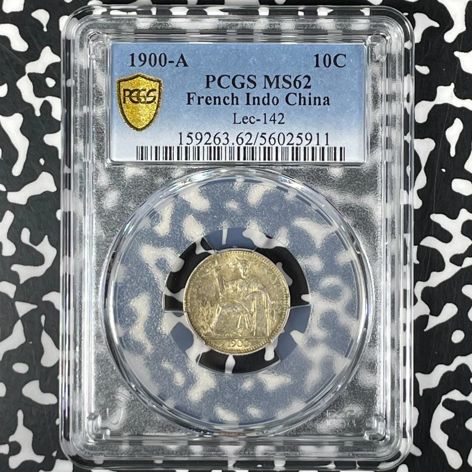 1900-A French Indo-China 10 Centimes PCGS MS62 Lot#G073 Silver! Lec-142 - Image 2 of 4