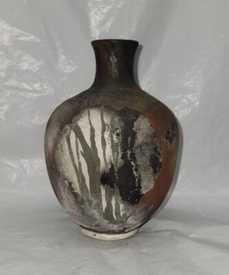 Japanese Style Raku Vase 6 3/4 Inch Marked On Bottom #5747