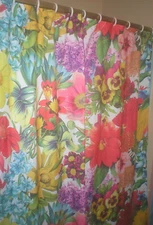 JUMBO FLOWERS SHOWER CURTAIN BOLD BRIGHT COLORFUL 70" x 72" POLYESTER 