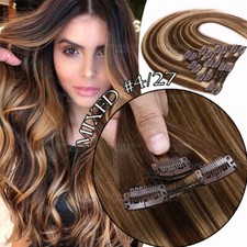 CLEARANCE Clip In 100% Real Human Remy Hair Extensions Full Head Highlight LONG