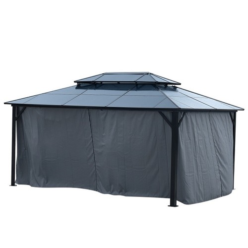12x16FT Gazebo Double Roof Canopy Outdoor Shelter Aluminum Frame Hardtop Canopy - Picture 8 of 20
