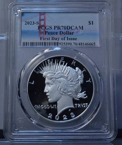 2023-S $1 PEACE DOLLAR FDOI PCGS PR70 DCAM U.S UNCIRCULATED PROOF SILVER COIN
