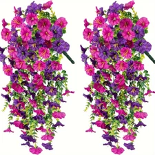 2Pcs UV-Resistant Morning Glory & Eucalyptus Hanging Decor | Outdoor Home