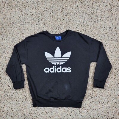 Adidas Sweatshirt Womens Extra Small Black Pullover Spell Out