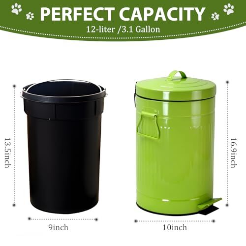 12L Industrial Style Outdoor Dog Waste Trash Can, Dog Poop Trash Can