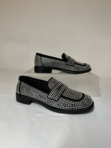 Loafer Rhinestone Black Size 8 Slip On Flats Party Sparkle Disco - Picture 8 of 10