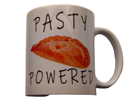 Pasty Mug - Cornish Pasty Funny Birthday Xmas Gift "Pasty Powered Mug" Cornwall - Picture 2 of 7