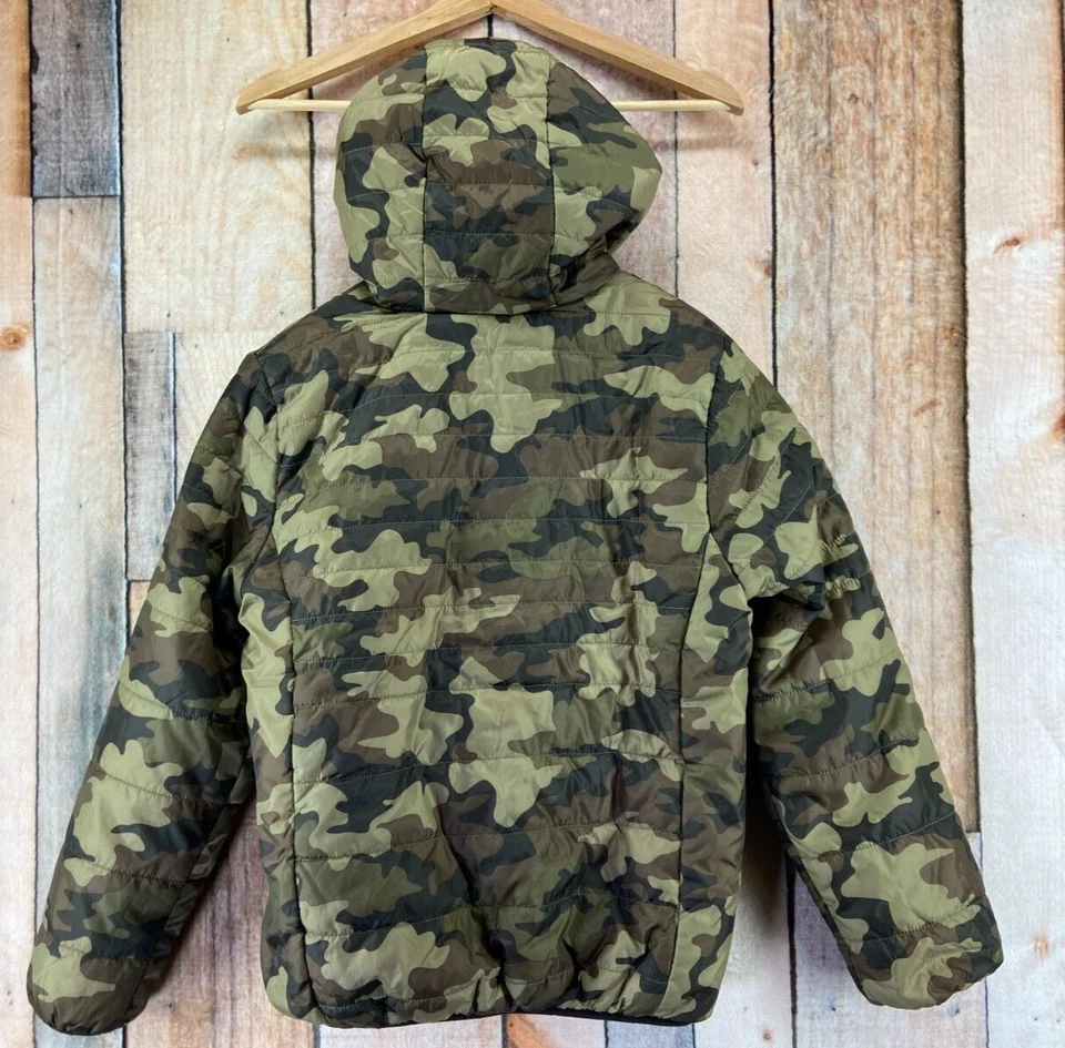 Hurley Quilted Full Zip Hooded Jacket Youth Boy's Large 12-13 Brown Camo Orange - Image 3 of 4
