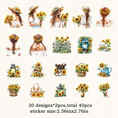 40Pcs Flower Garden Girls PET Stickers Journal Planner Sticker Decorative Crafts - Bild 8 von 13