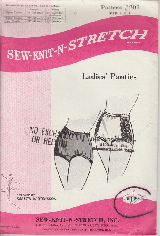 Sew Knit N Stretch Pattern LADIES' PANTIES Size 4 5 6 UNCUT