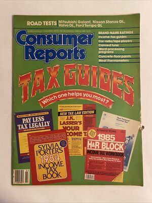 #ad 1985 March CONSUMER REPORTS Magazine Tax Guides Road Tests MH274 $16.49