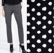 NEW DVF Diane Von Furstenberg Genesis WB All Over Print Pant Black Polka Dot 10