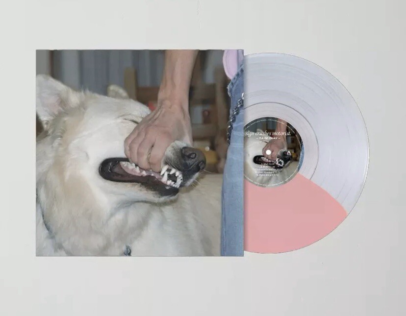 Sign Crushes Motorist I'll Be Okay Half Clear Half Pink Vinyl LP x