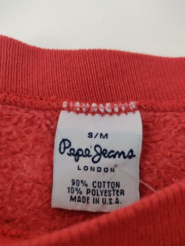 Vintage Pepe Jeans London Embroidered Logo Red Crewneck Sweatshirt Size S / M - Picture 3 of 4
