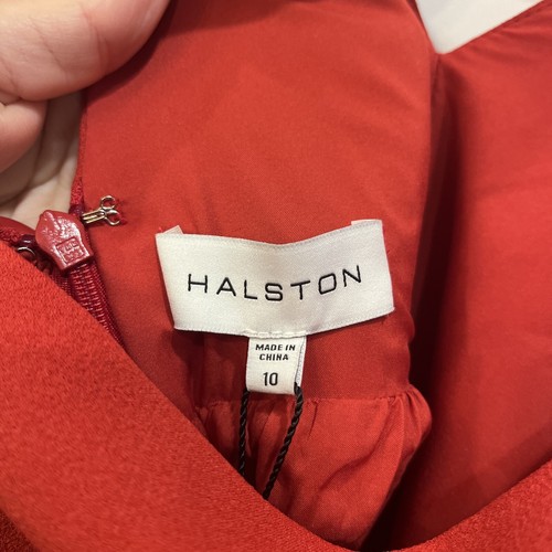 Halston Women’s V Back Dress Color Halston Red Size 10 Pockets - Picture 7 of 11