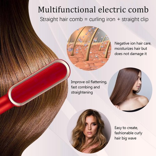 Cepillo alisador de cabello 2 en 1 peine de iones negativos rizador de cabello con 5 temperaturas - Imagen 4 de 7