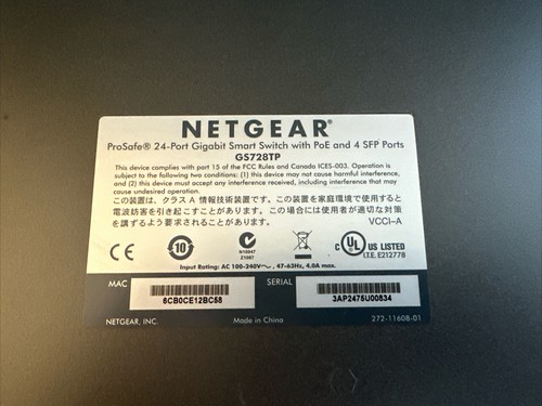 Netgear ProSafe GS728TP 24-Port Gigabit Smart Switch with PoE - Picture 4 of 7