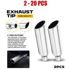 2-20X Stainless Steel Exhaust Tip 2.5"ID-4"OD 18"Long Silver Tailpipe Universal