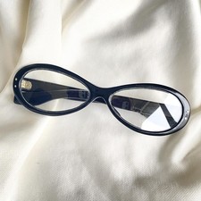 MCM Vintage 60s Mod Wide Oval Black Large Eyeglasses Clear Lenses JAPAN - UNISEX