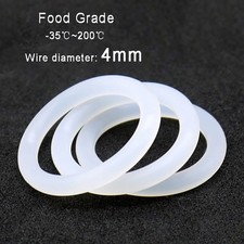 Wire Diameter 4mm, Food Grade Silicone O-Ring, 15mm~75mm OD, White O Rings Seals