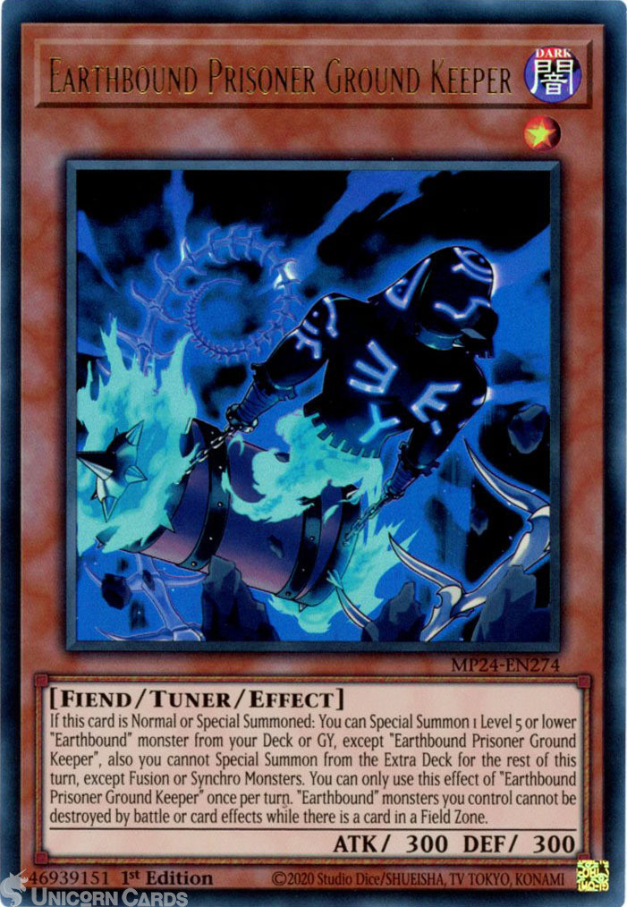 MP24-EN274 Earthbound Prisoner Ground Keeper : Ultra Rare 1st Edition YuGiOh Car
