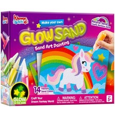 Glow Sand Art Kits for Kids, Glow in The Dark Sand Painting with 14 Colors, K...