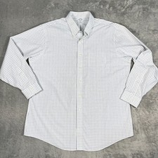 Brooks Brothers Regent Dress Shirt 17.5 32/33 Fit Non Iron White Blue Check