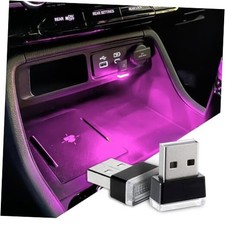 2PCS USB LED Car Interior Atmosphere Lamp, Car Night Lights, Mini Pink Purple