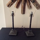 Pair Of Tiffany Style Stained Slag Glass Mission Table Lamps Pull Chain Design — photo 9